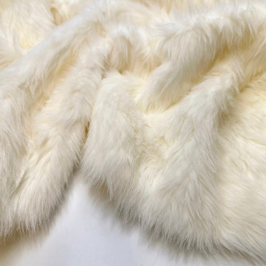 Fur Trimmed Coat - Faux Fur Acrylic/Poly Knit - White - 1M Bundle - True Deadstock fabric Fabric by private - Sustainable Textile | FABCYCLE