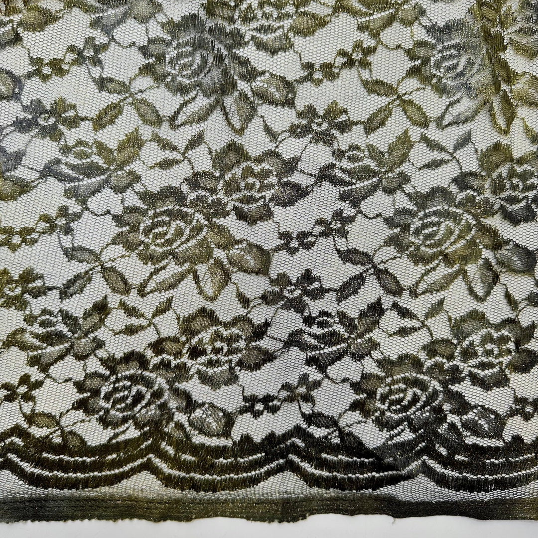 Gala Night Onboard The Ship - Metallic Lace Polyester Blend Knit - Green Multi Floral - 3M Bundle - True Deadstock fabric Fabric by private - Sustainable Textile | FABCYCLE