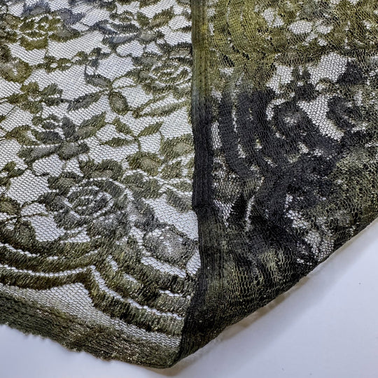 Gala Night Onboard The Ship - Metallic Lace Polyester Blend Knit - Green Multi Floral - 3M Bundle - True Deadstock fabric Fabric by private - Sustainable Textile | FABCYCLE