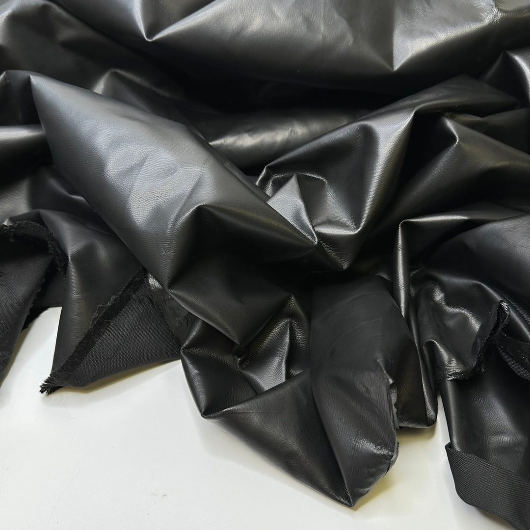 Garbage Bag Couture - Water Resistant Faux Suede Poly/PU Woven - Black - 2.3M Bundle - True Deadstock fabric Fabric by private - Sustainable Textile | FABCYCLE