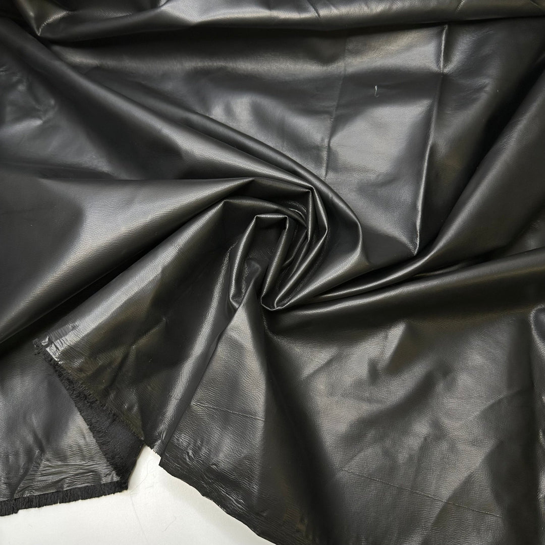 Garbage Bag Couture - Water Resistant Faux Suede Poly/PU Woven - Black - 2.3M Bundle - True Deadstock fabric Fabric by private - Sustainable Textile | FABCYCLE