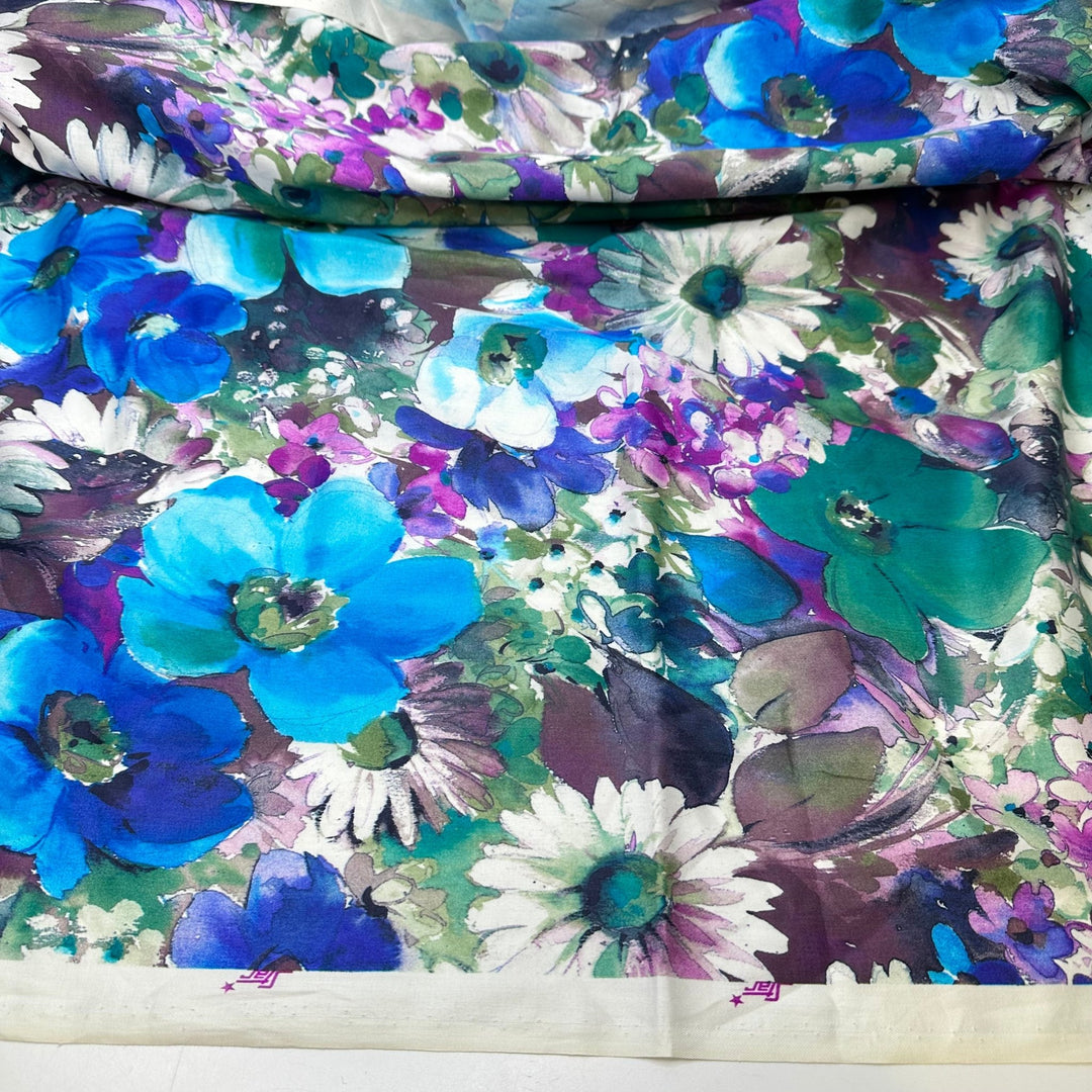 Garden Party - Cotton Blend Woven - Blue Multi Floral - 1.1M Bundle - True Deadstock fabric Fabric by private - Sustainable Textile | FABCYCLE