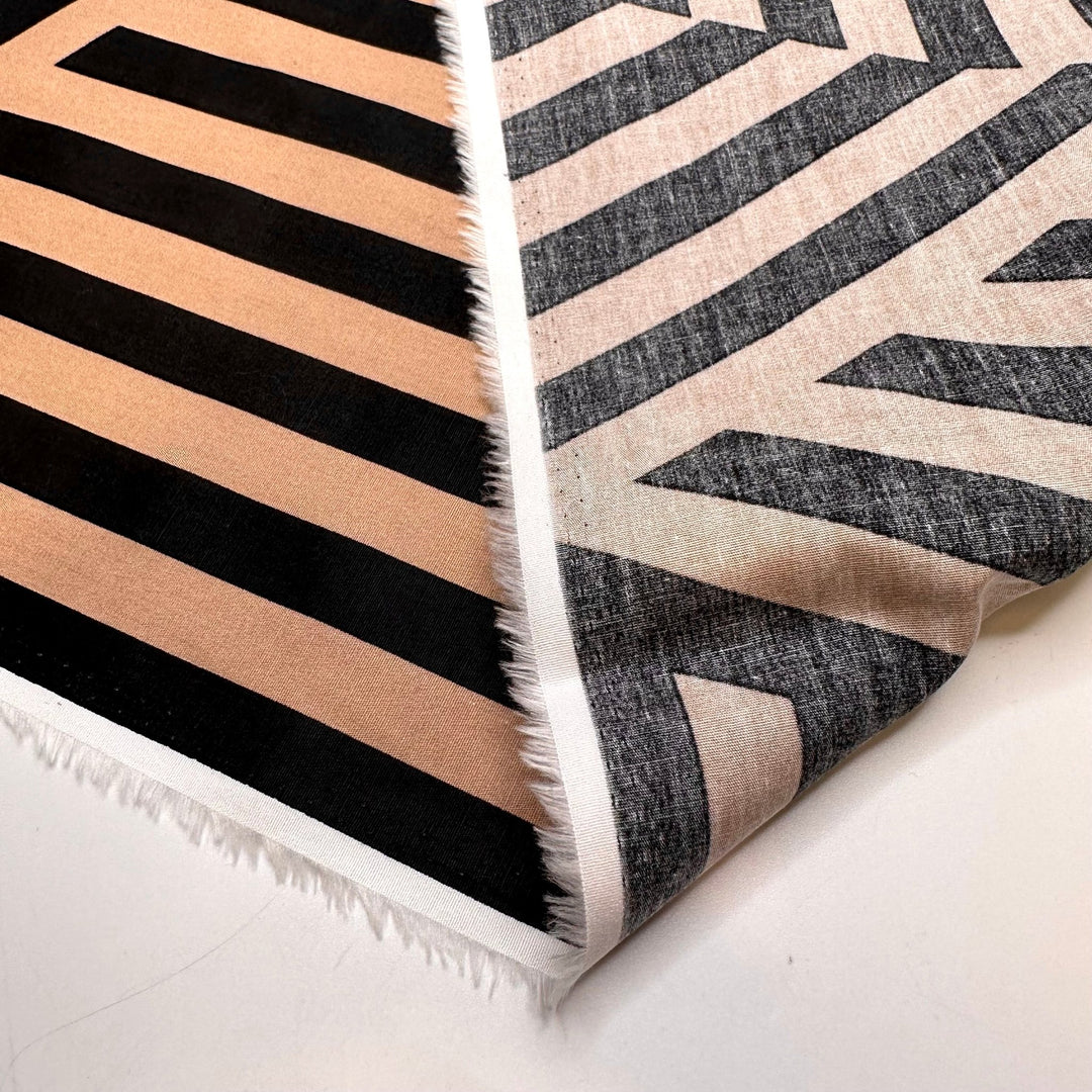 Garden Rows - Cotton Woven - Beige/Black Geometric - Bundles - True Deadstock fabric Fabric by private - Sustainable Textile | FABCYCLE