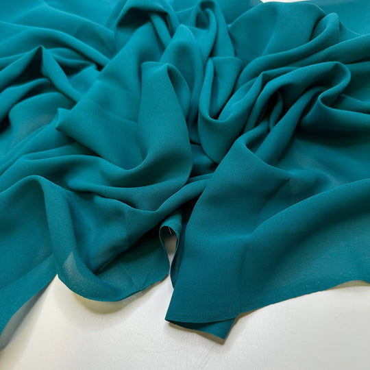 Gazing Into The Sea - Chiffon Poly Woven - Teal - 2.35M Bundle - True Deadstock fabric Fabric by private - Sustainable Textile | FABCYCLE
