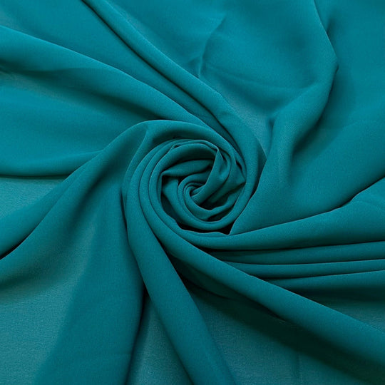 Gazing Into The Sea - Chiffon Poly Woven - Teal - 2.35M Bundle - True Deadstock fabric Fabric by private - Sustainable Textile | FABCYCLE