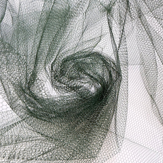 Get Out The Christmas Placemats - Tulle Poly Knit - Dark Green - 2M Bundle - True Deadstock fabric Fabric by private - Sustainable Textile | FABCYCLE