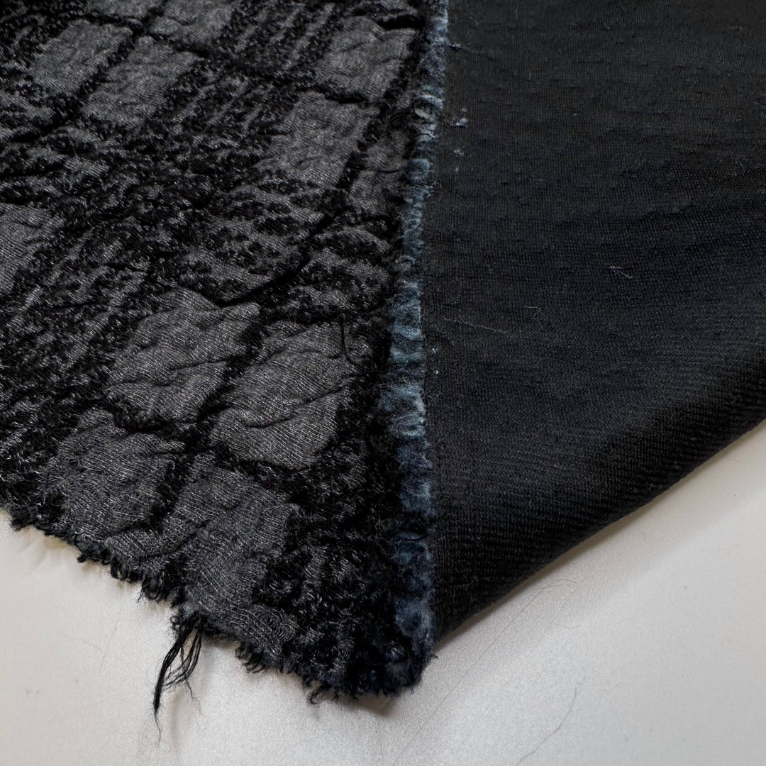Getting Cozy - Quilted Top Poly/Cotton Knit - Dark Black/Grey Plaid - 1.4M Bundle - True Deadstock fabric Fabric by private - Sustainable Textile | FABCYCLE