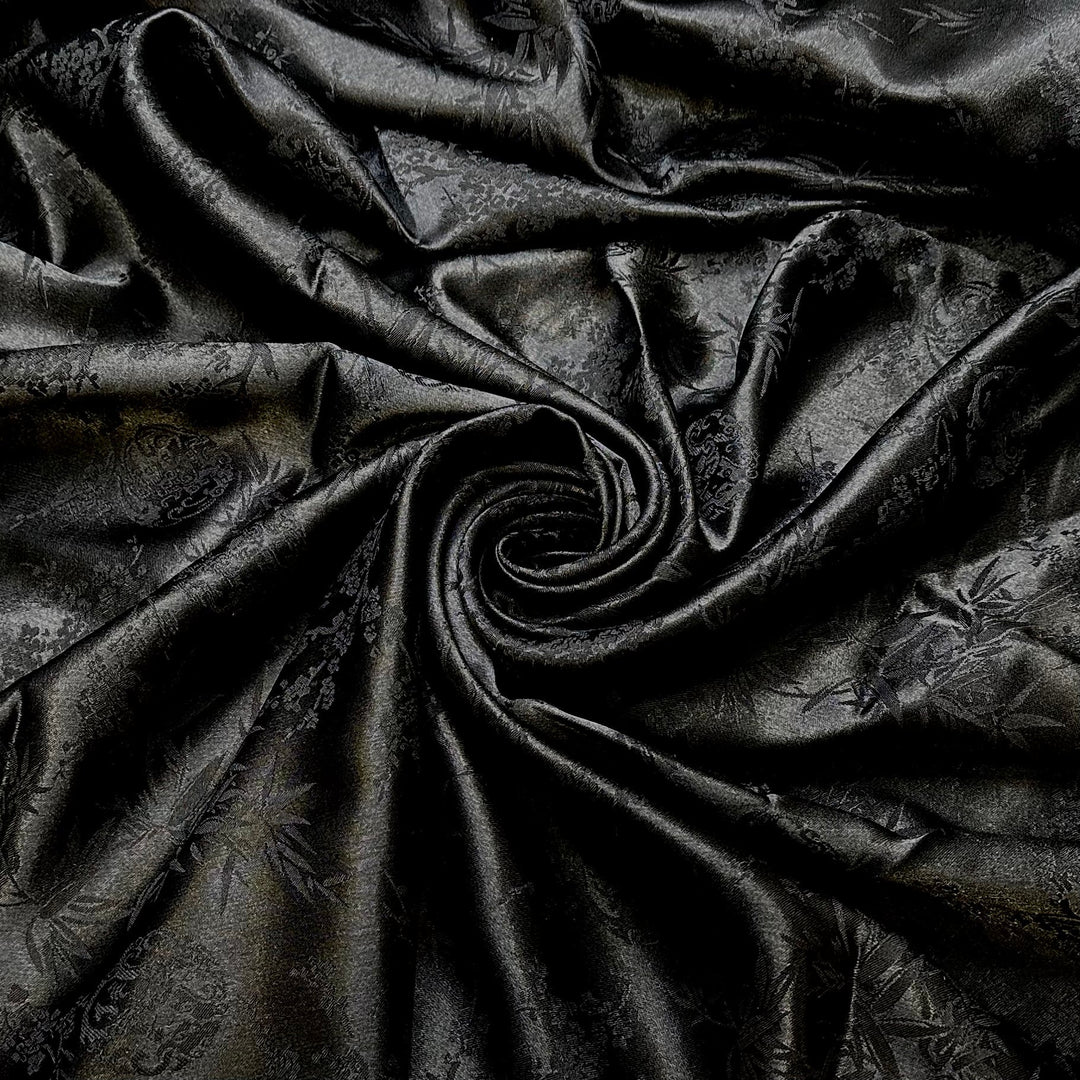 Getting Featured On VFW Socials - Satin Polyester Blend Woven - Black Floral - 3.4M Bundle - True Deadstock fabric Fabric by private - Sustainable Textile | FABCYCLE