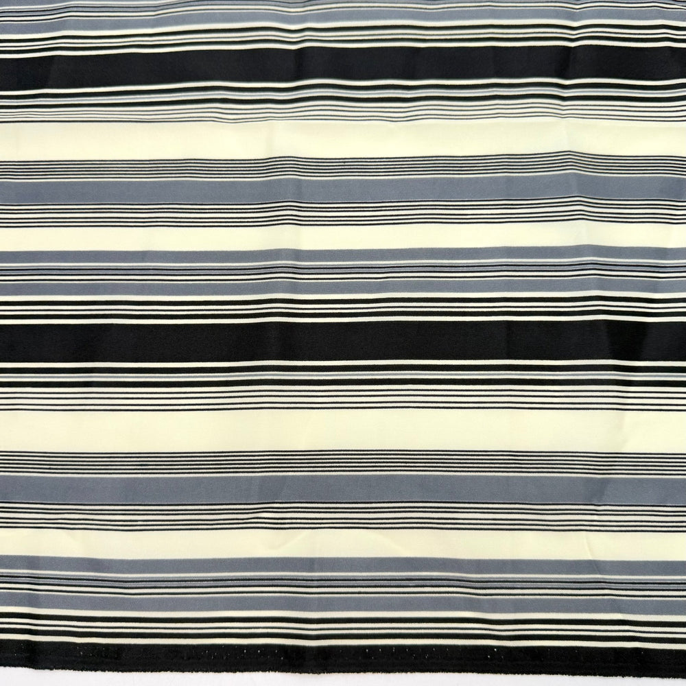 Getting Into Party Mode - Polyester Blend Woven - Grey/Black Stripes - 2.65M Bundle - True Deadstock fabric Fabric by private - Sustainable Textile | FABCYCLE
