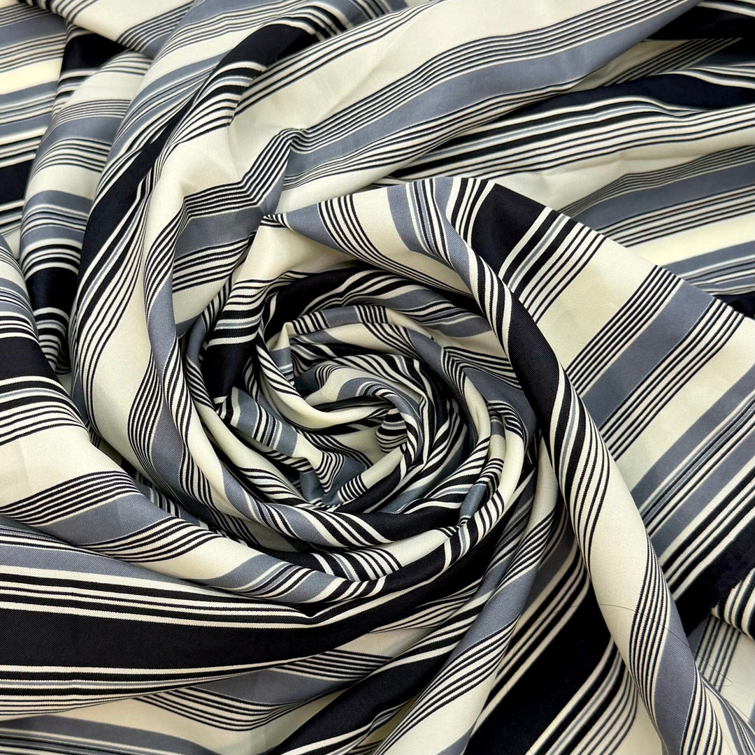 Getting Into Party Mode - Polyester Blend Woven - Grey/Black Stripes - 2.65M Bundle - True Deadstock fabric Fabric by private - Sustainable Textile | FABCYCLE