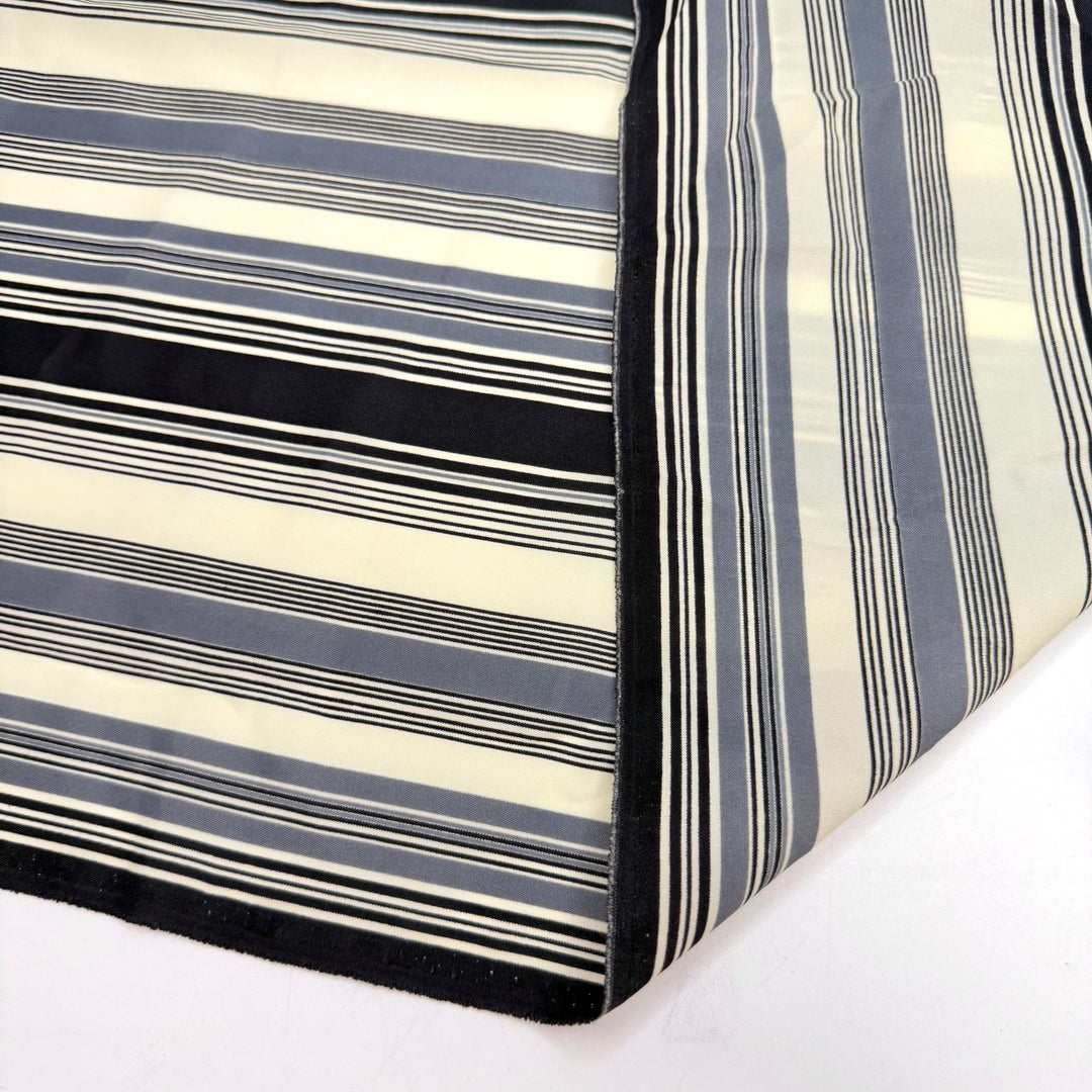 Getting Into Party Mode - Polyester Blend Woven - Grey/Black Stripes - 2.65M Bundle - True Deadstock fabric Fabric by private - Sustainable Textile | FABCYCLE