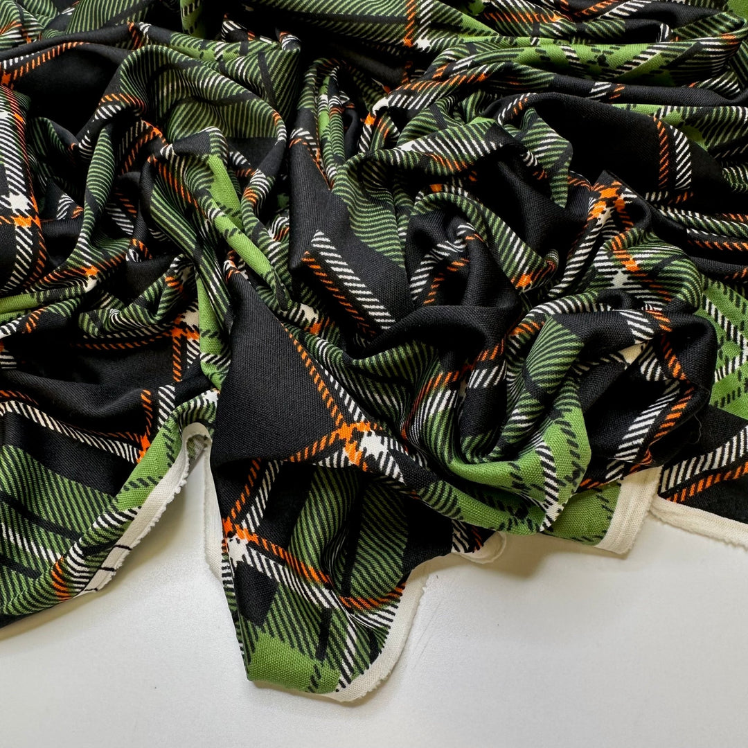 Getting On The Dance Floor - Polyester Blend Knit - Green Multi Plaid - 1.6M Bundle - True Deadstock fabric Fabric by private - Sustainable Textile | FABCYCLE