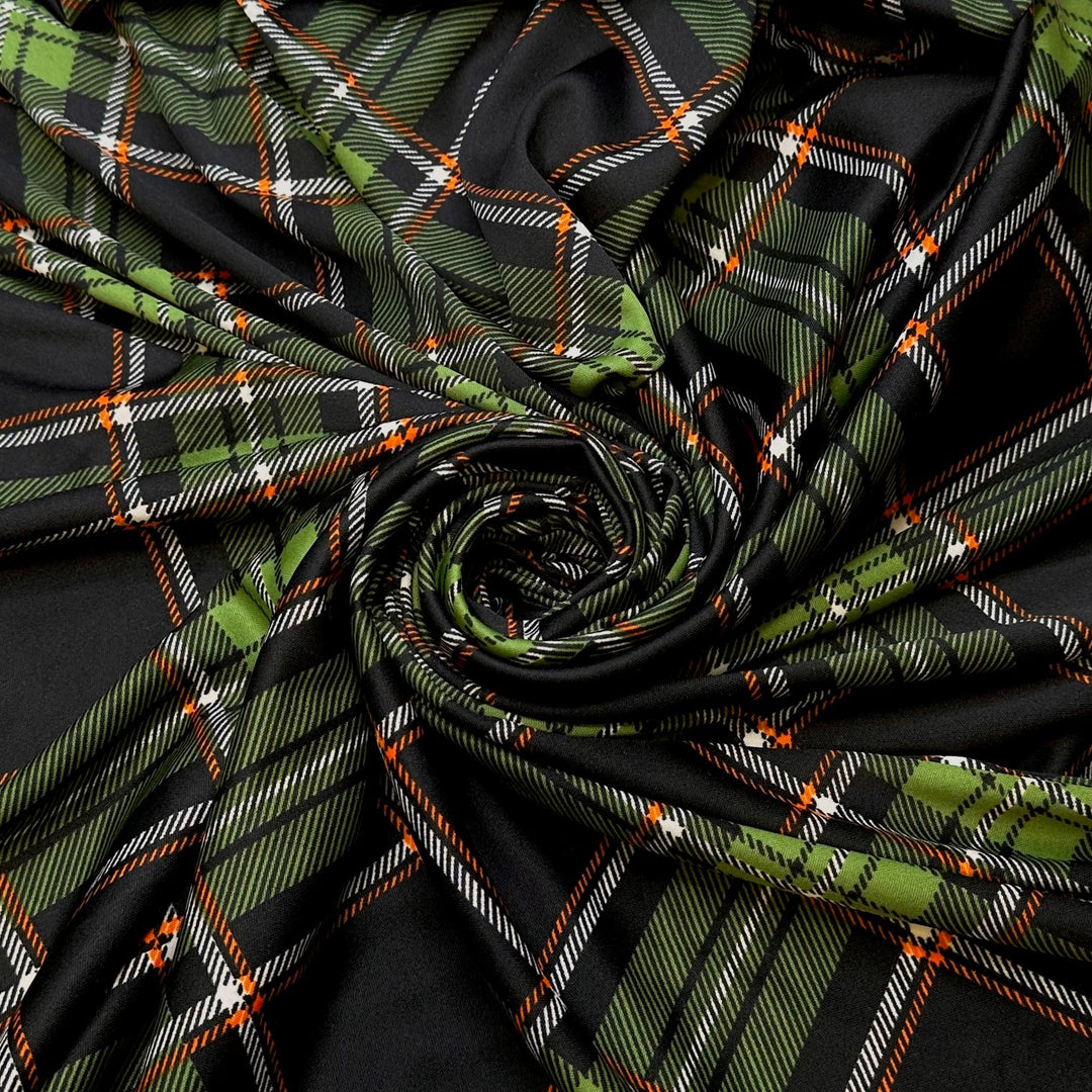 Getting On The Dance Floor - Polyester Blend Knit - Green Multi Plaid - 1.6M Bundle - True Deadstock fabric Fabric by private - Sustainable Textile | FABCYCLE