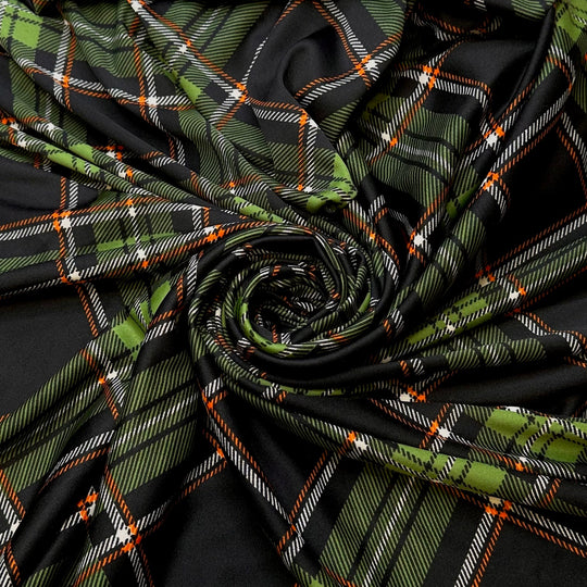 Getting On The Dance Floor - Polyester Blend Knit - Green Multi Plaid - 1.6M Bundle - True Deadstock fabric Fabric by private - Sustainable Textile | FABCYCLE