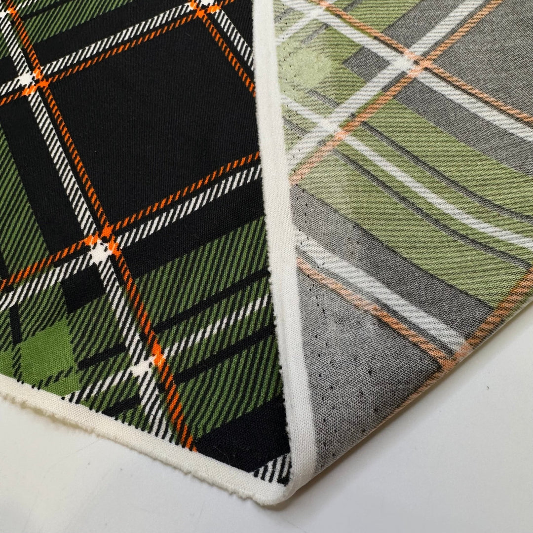 Getting On The Dance Floor - Polyester Blend Knit - Green Multi Plaid - 1.6M Bundle - True Deadstock fabric Fabric by private - Sustainable Textile | FABCYCLE