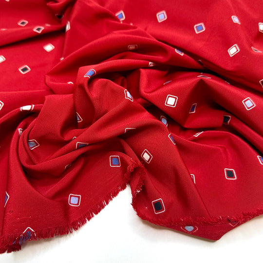 Getting Over Hurdles - Poly Woven - Red Multi - 1M Bundle - True Deadstock fabric Fabric by private - Sustainable Textile | FABCYCLE