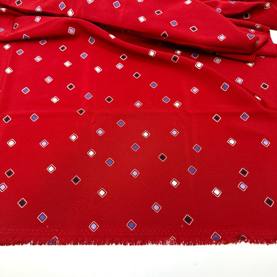 Getting Over Hurdles - Poly Woven - Red Multi - 1M Bundle - True Deadstock fabric Fabric by private - Sustainable Textile | FABCYCLE
