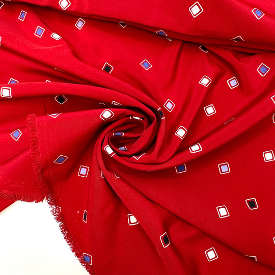 Getting Over Hurdles - Poly Woven - Red Multi - 1M Bundle - True Deadstock fabric Fabric by private - Sustainable Textile | FABCYCLE