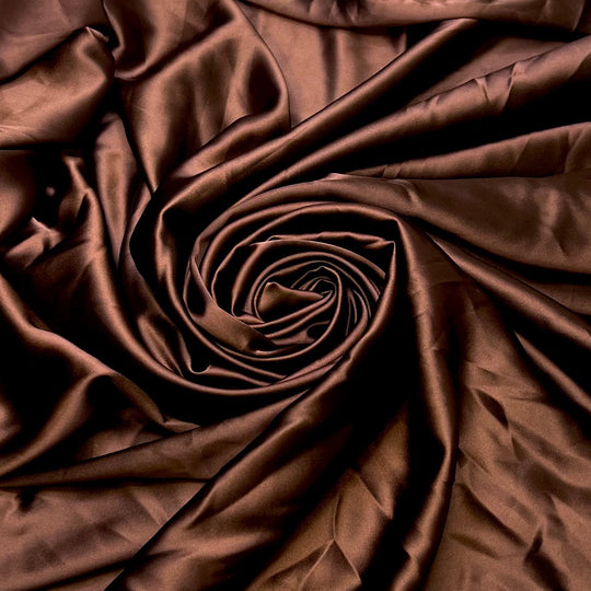Getting The Right Undertones - Satin Polyester Blend Woven - Dark Brown - 3.6M Bundle - True Deadstock fabric Fabric by private - Sustainable Textile | FABCYCLE