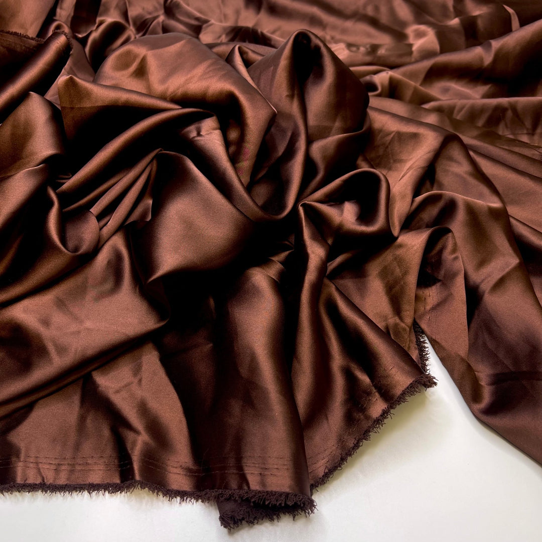 Getting The Right Undertones - Satin Polyester Blend Woven - Dark Brown - 3.6M Bundle - True Deadstock fabric Fabric by private - Sustainable Textile | FABCYCLE