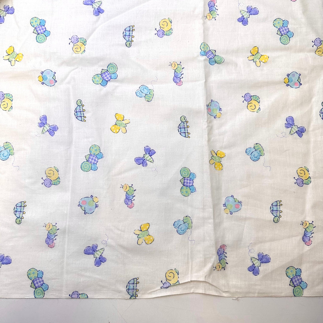 Getting To Know The Local Fauna - Cotton Woven - White Multi Small Animals And Bugs - 2.7M Bundle - True Deadstock fabric Fabric by private - Sustainable Textile | FABCYCLE