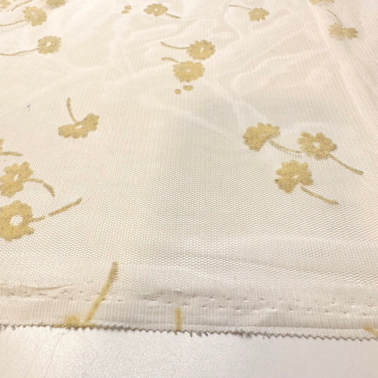Ghost In The Garden - Flocked Mesh Polyester Blend Knit - White/Cream Floral - 3.1M Bundle - True Deadstock fabric Fabric by private - Sustainable Textile | FABCYCLE