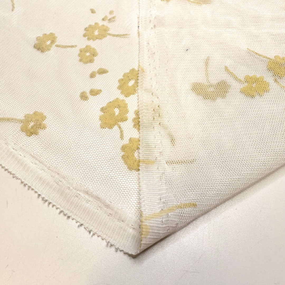 Ghost In The Garden - Flocked Mesh Polyester Blend Knit - White/Cream Floral - 3.1M Bundle - True Deadstock fabric Fabric by private - Sustainable Textile | FABCYCLE