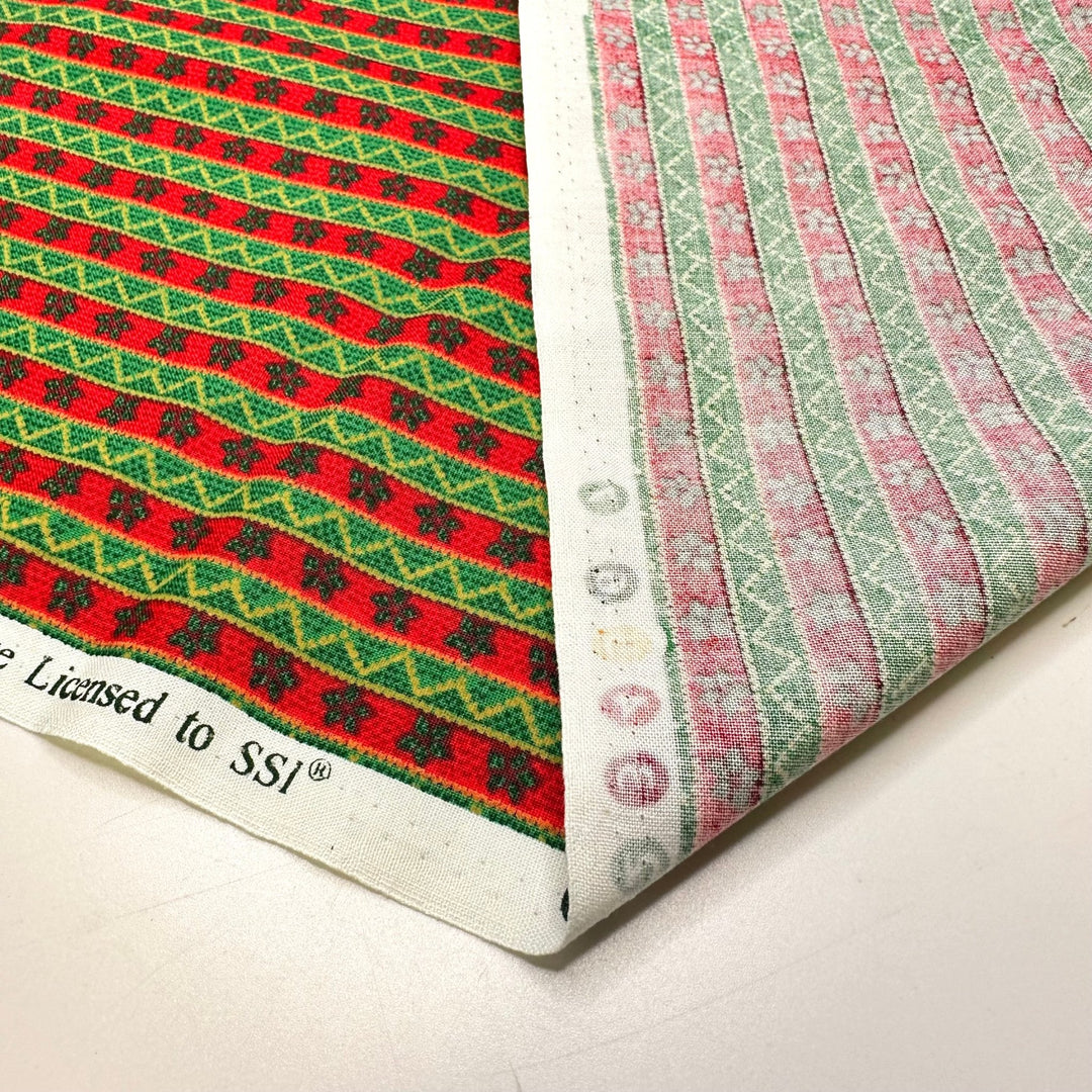 Gift Wrap - Cotton Woven - Red/Green Stripes - 1.55M Bundle - True Deadstock fabric Fabric by private - Sustainable Textile | FABCYCLE