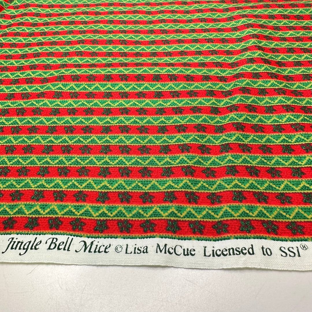 Gift Wrap - Cotton Woven - Red/Green Stripes - 1.55M Bundle - True Deadstock fabric Fabric by private - Sustainable Textile | FABCYCLE