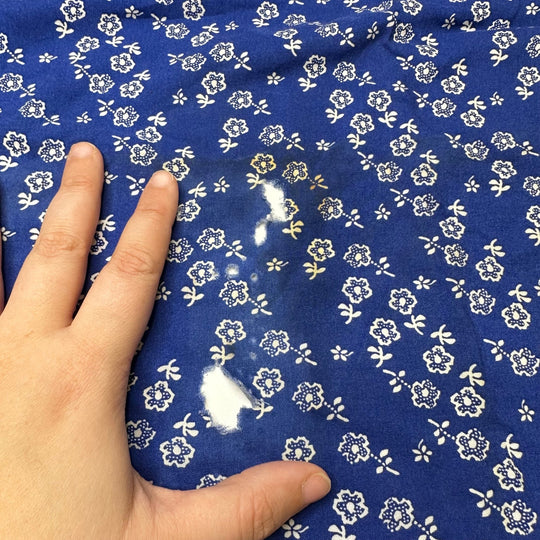 Gifts For A Gardener - Cotton Blend Woven - Dark White/Blue Floral - 2.65M Bundle - True Deadstock fabric Fabric by private - Sustainable Textile | FABCYCLE