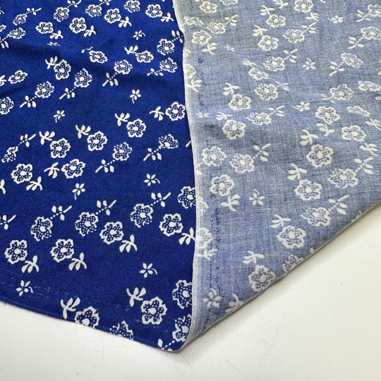 Gifts For A Gardener - Cotton Blend Woven - Dark White/Blue Floral - 2.65M Bundle - True Deadstock fabric Fabric by private - Sustainable Textile | FABCYCLE