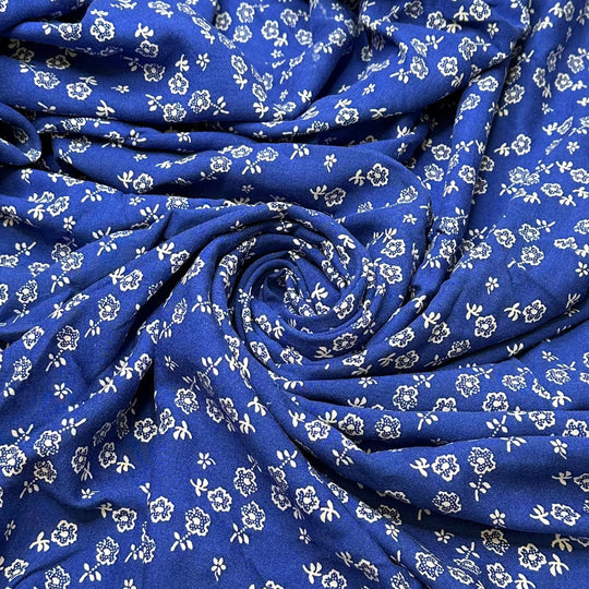 Gifts For A Gardener - Cotton Blend Woven - Dark White/Blue Floral - 2.65M Bundle - True Deadstock fabric Fabric by private - Sustainable Textile | FABCYCLE