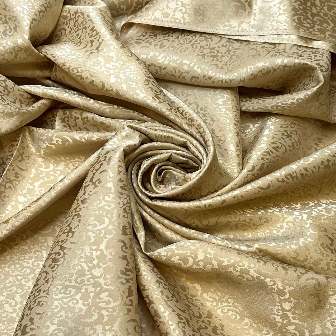 Gilded Gate - Brocade Satin Polyester Blend Woven - Light Gold Brocade - 3.15M Bundle - True Deadstock fabric Fabric by private - Sustainable Textile | FABCYCLE