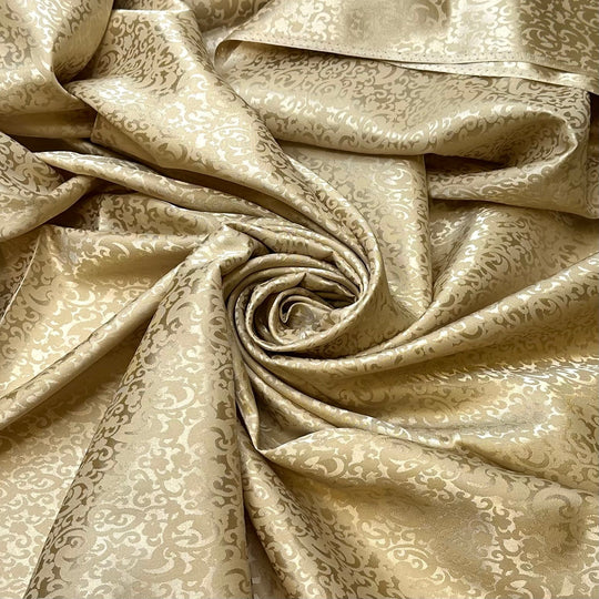 Gilded Gate - Brocade Satin Polyester Blend Woven - Light Gold Brocade - 3.15M Bundle - True Deadstock fabric Fabric by private - Sustainable Textile | FABCYCLE