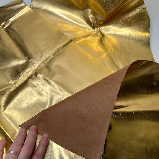 Gilded - Metallic Leather Woven - Gold - Bundles - True Deadstock fabric Fabric by private - Sustainable Textile | FABCYCLE