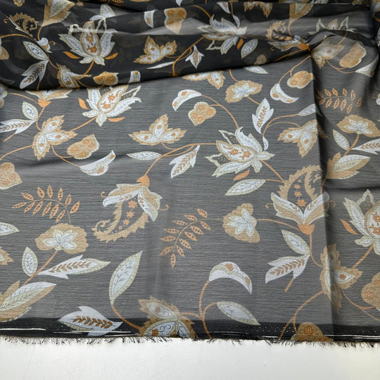 Ginger Beer - Chiffon Poly Woven - Black Multi Paisley Floral - 2M Bundle - True Deadstock fabric Fabric by private - Sustainable Textile | FABCYCLE