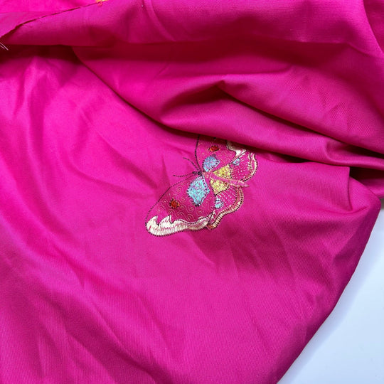 Give Me Butterflies - Embroidered Cotton/Poly Woven - Pink Multi Butterflies - 1.4M Bundle - True Deadstock fabric Fabric by private - Sustainable Textile | FABCYCLE