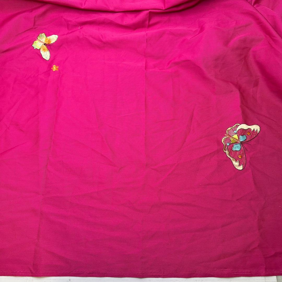 Give Me Butterflies - Embroidered Cotton/Poly Woven - Pink Multi Butterflies - 1.4M Bundle - True Deadstock fabric Fabric by private - Sustainable Textile | FABCYCLE