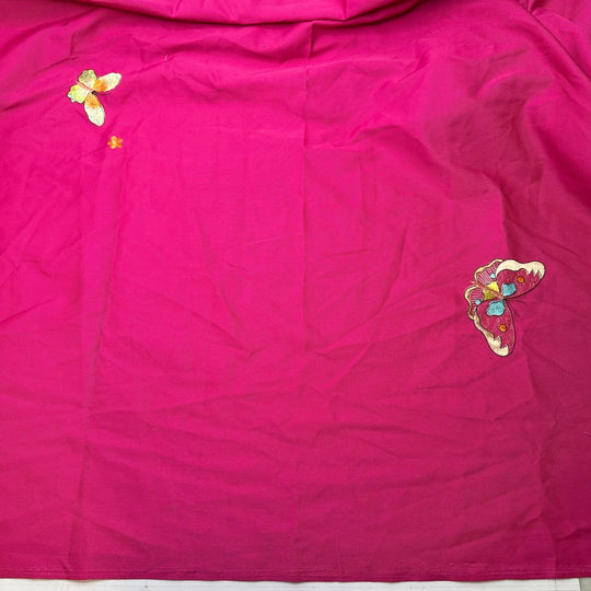 Give Me Butterflies - Embroidered Cotton/Poly Woven - Pink Multi Butterflies - 1.4M Bundle - True Deadstock fabric Fabric by private - Sustainable Textile | FABCYCLE