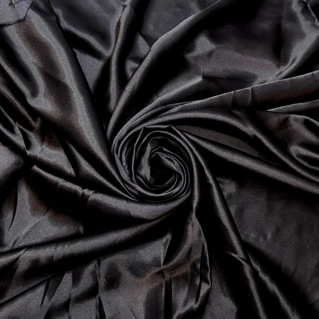 Giving Gifts From My Stash - Satin Poly Woven - Black - 1M Bundle - True Deadstock fabric Fabric by private - Sustainable Textile | FABCYCLE