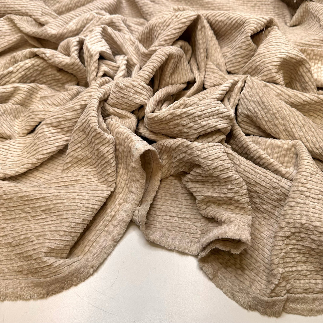 Giving Santa A Haircut - Corduroy Cotton Woven - Light Grey/Cream - Bundles - True Deadstock fabric Fabric by private - Sustainable Textile | FABCYCLE