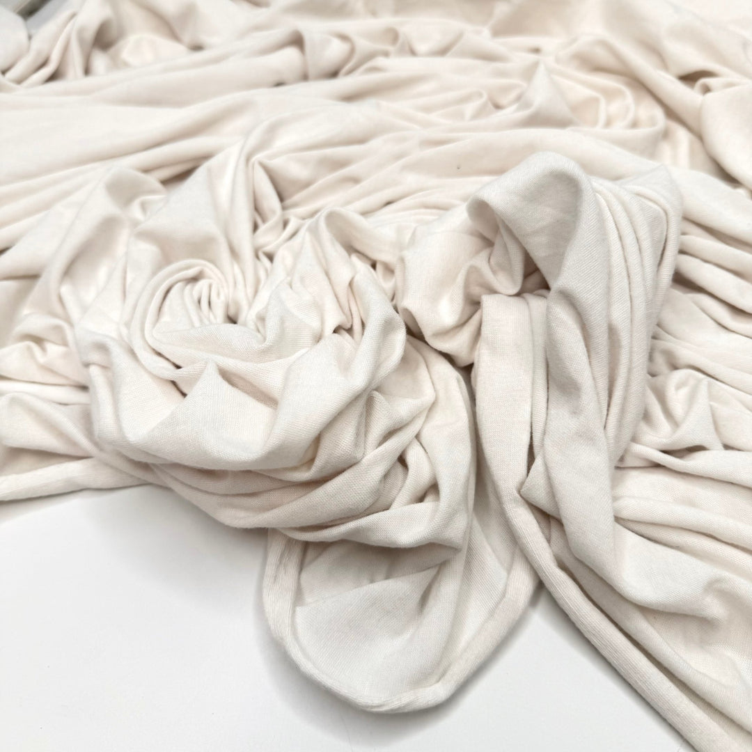 Glacier Lake - Rib Knit Poly/Cotton Knit - White - 2M Bundle - True Deadstock fabric Fabric by private - Sustainable Textile | FABCYCLE
