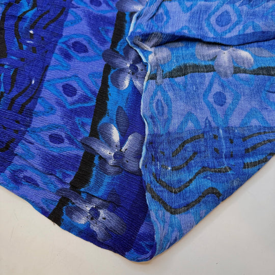 Glacier Striations - Crinkle Cotton Woven - Dark Blue Abstract - 1.35M Bundle - True Deadstock fabric Fabric by private - Sustainable Textile | FABCYCLE