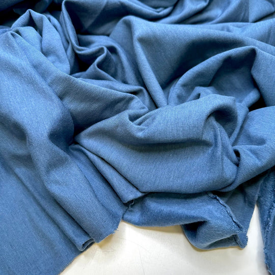 Glacier Water - Jersey Fleece Tencel/Organic Cotton Knit - Blue - 1.75M Bundle - True Deadstock fabric Fabric by private - Sustainable Textile | FABCYCLE