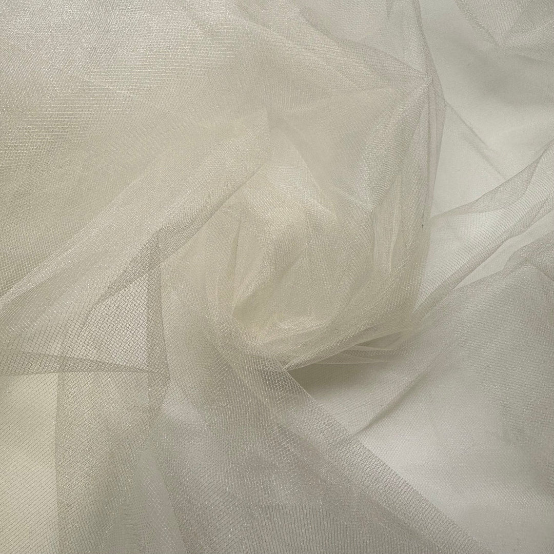 Glistening Snow - Tulle Poly Knit - Cream - 2M Bundle - True Deadstock fabric Fabric by private - Sustainable Textile | FABCYCLE