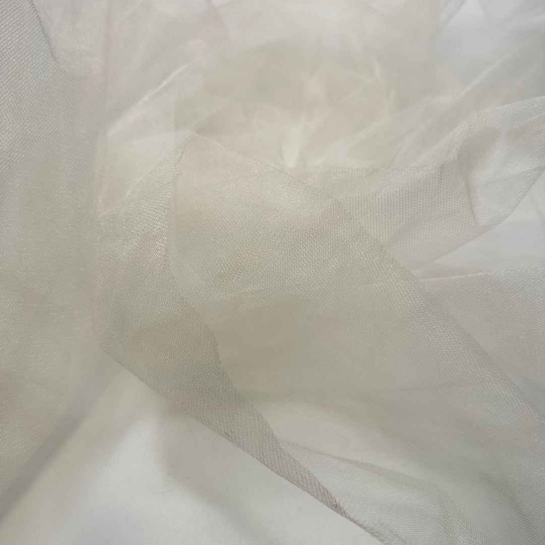 Glistening Snow - Tulle Poly Knit - Cream - 2M Bundle - True Deadstock fabric Fabric by private - Sustainable Textile | FABCYCLE