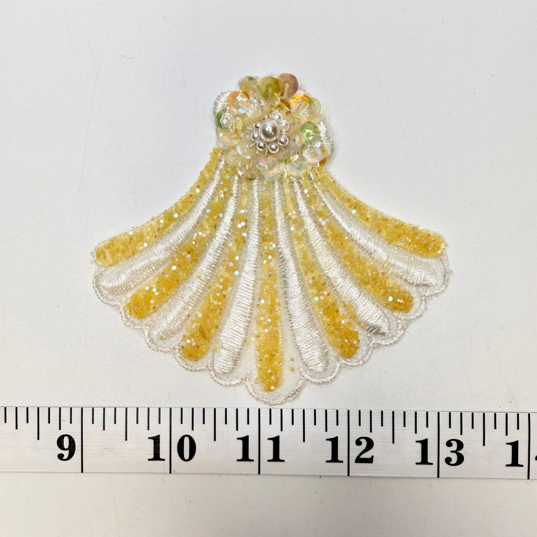 Glitter And Sequins Applique - White/Yellow - 4 Pack - True Deadstock supplies Fabric by private - Sustainable Textile | FABCYCLE