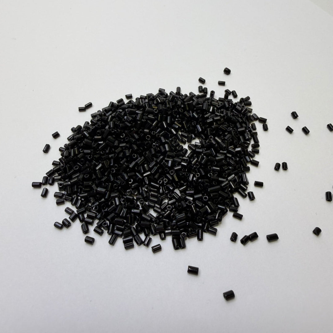 Glossy Small Black Bugle Beads Beads - Black - 150 Pack - True Deadstock supplies Fabric by private - Sustainable Textile | FABCYCLE