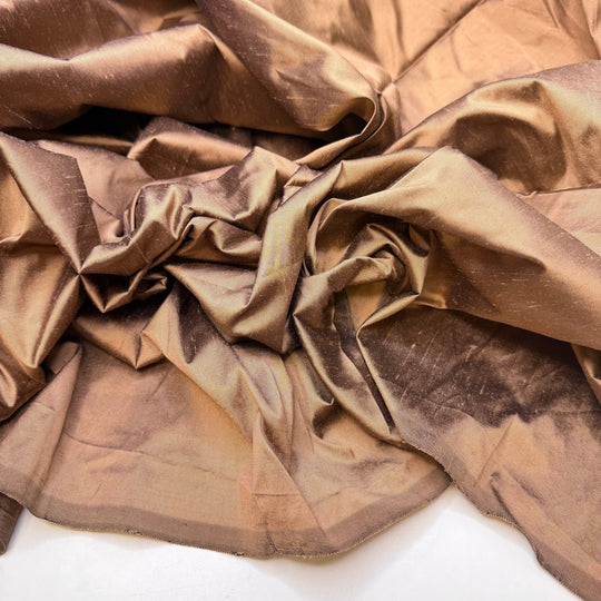Glowy Amber - Dupioni Silk Woven - Brass - 2.25M Bundle - True Deadstock fabric Fabric by private - Sustainable Textile | FABCYCLE