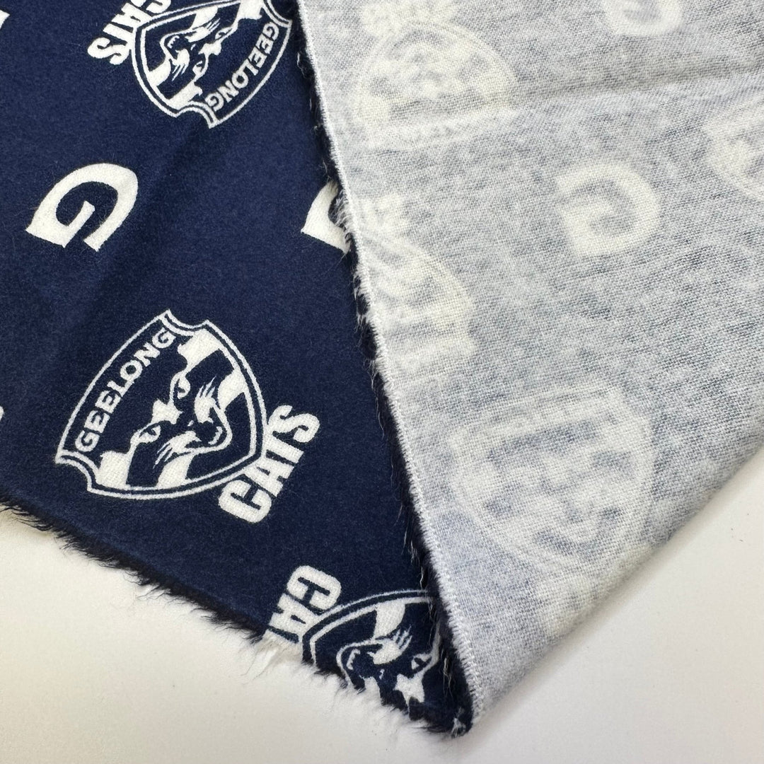 Go Cats - Flanel Cotton Woven - Navy/White Sports Team Motif - 2M Bundle - True Deadstock fabric Fabric by private - Sustainable Textile | FABCYCLE